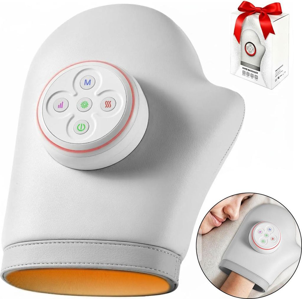 Handmassagegerät mit Heiz- und Druckfunktion, fünf Intensitätsstufen, für Finger- und Handflächenmassage, ein tolles Geschenk für Frauen.