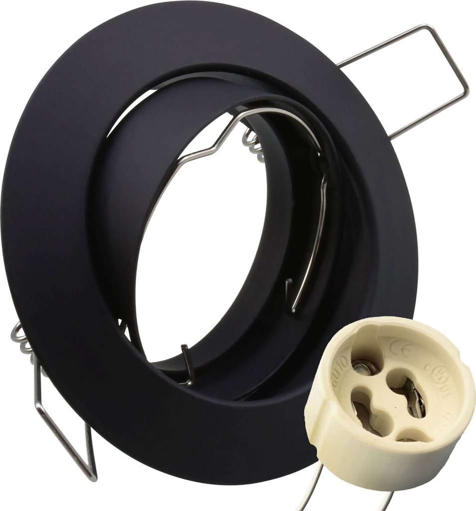 6 x Einbaustrahler 104S-TP-BK, Schwarz Matt mit GU10 Fassung
