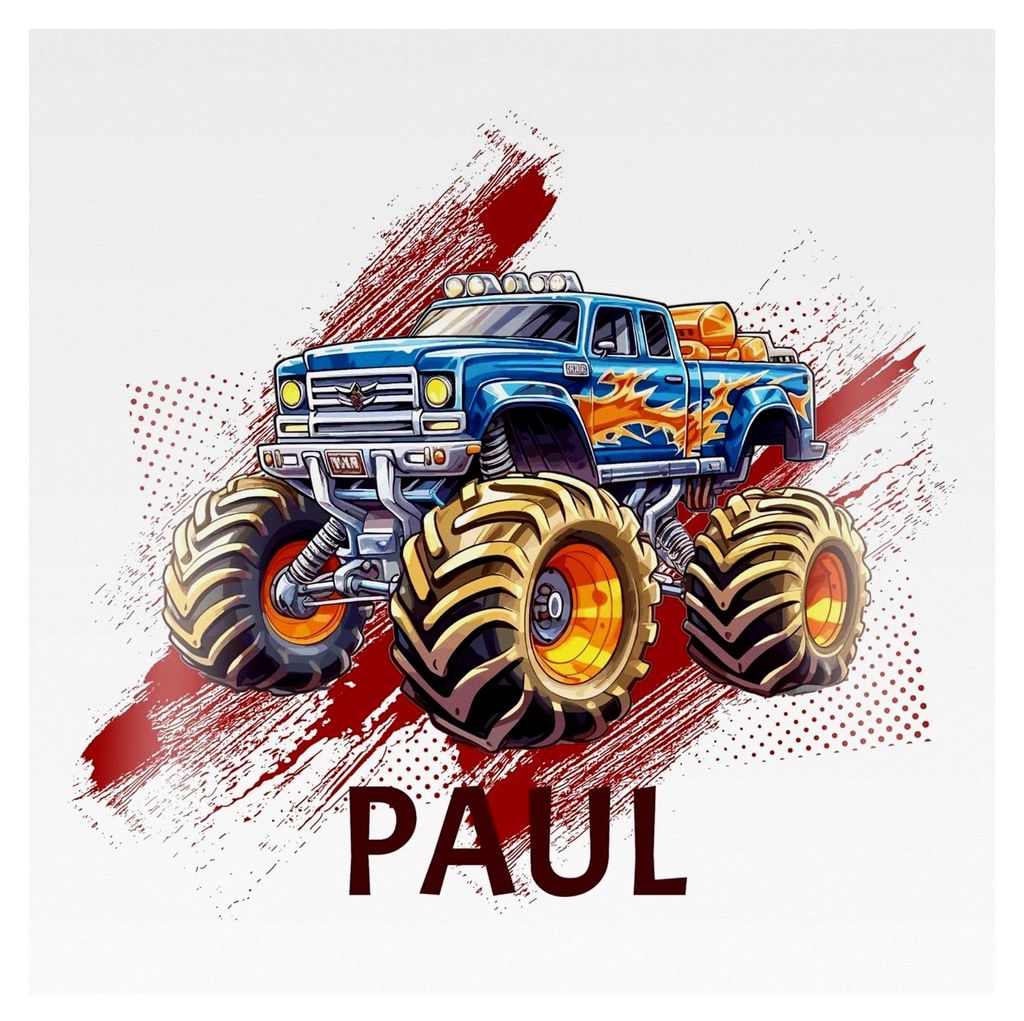 Zierkissen 40x40 - Auto - Monstertruck mit Name | Personalisierter Monster Truck | Riesentruck - 40 x 40 cm - Weiß - Autos Motiv
