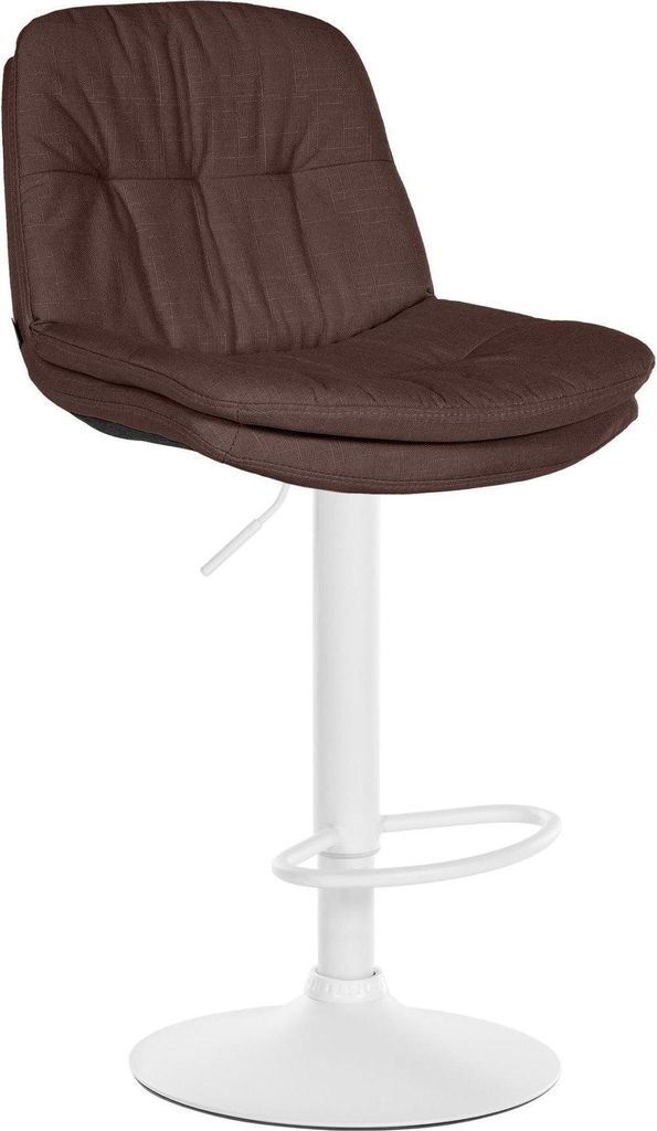 Barhocker mit Stoffpolsterung - Hochstuhl - Verstellbarer und drehbarer Komfort | Farbe: Braun | Materialbasis: Metall mattweiß