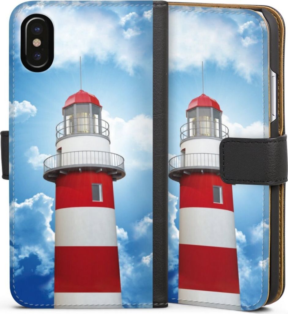 DeinDesign Klapphülle für Apple iPhone X Handytasche Lederhülle Tasche Himmel Leuchtturm Wolke