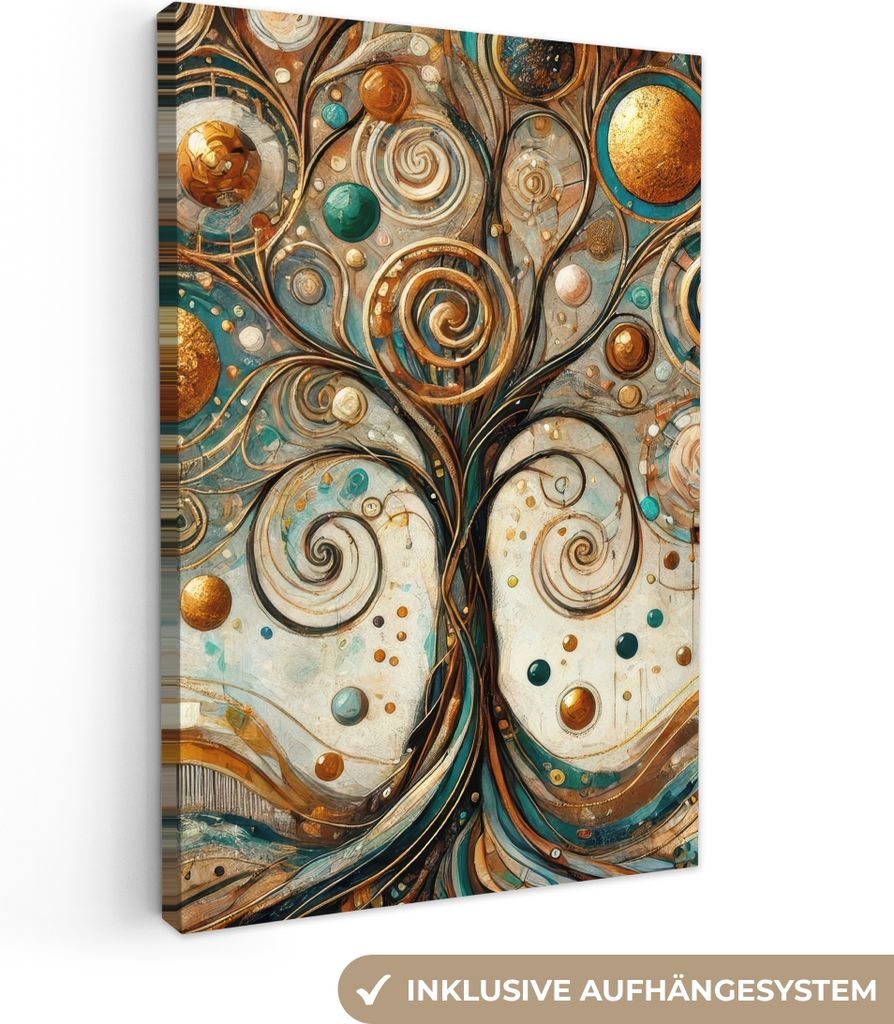 MuchoWow - Leinwandbilder - Baum des Lebens - Baum - Abstrakt - Modern, Wandbild, Wanddeko Bilder Wohnzimmer, 20x30 cm