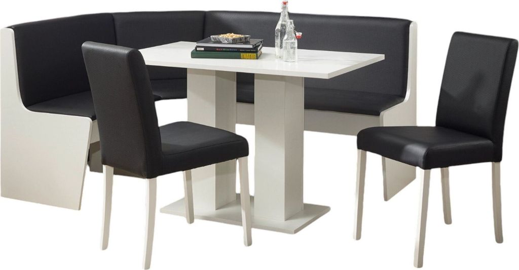 Eckbankgruppe Danica Essgruppe Weiß/Schwarz 12049