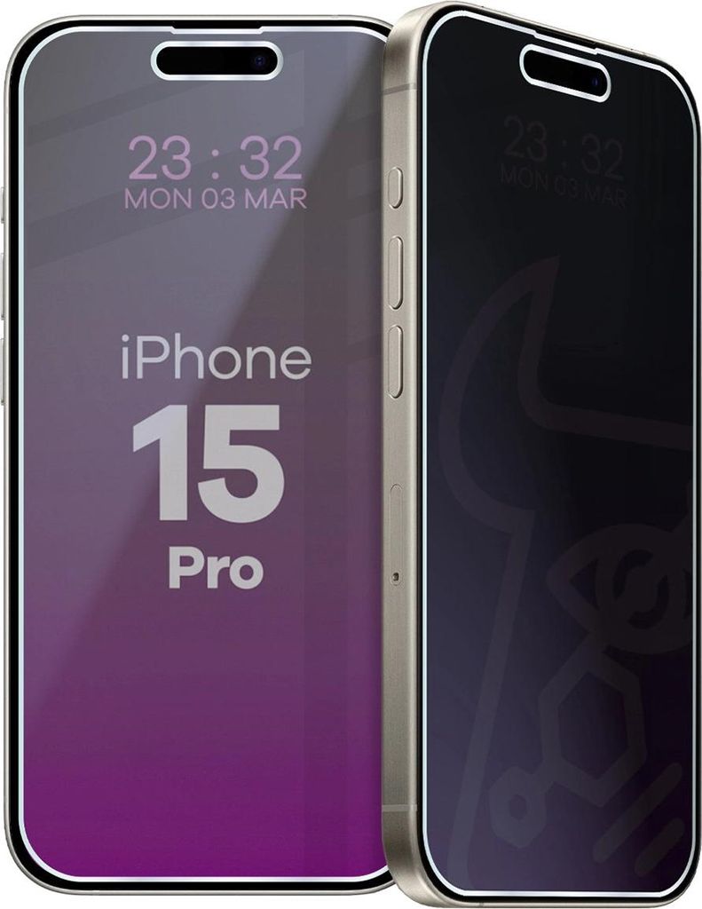 Hybridglas mit Privatschutzfilter für iPhone 15 Pro, Bizon Glass Mule Shadow, Matt