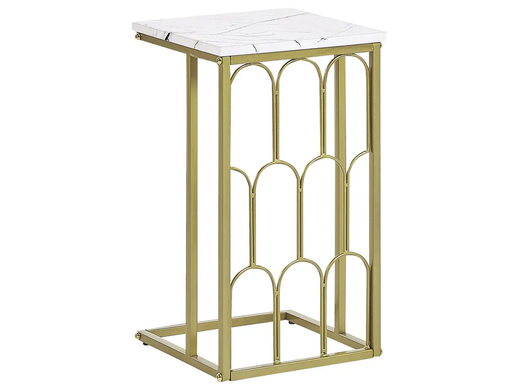 Table basse effet marbre et métal doré base graphique pour déco luxe - 5