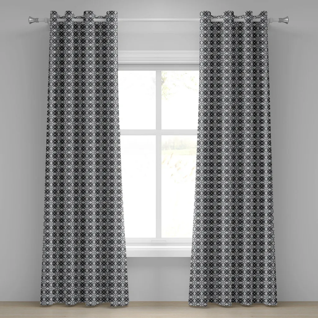 ABAKUHAUS Rideau à œillets gris anthracite 280x175 cm motifs diamants