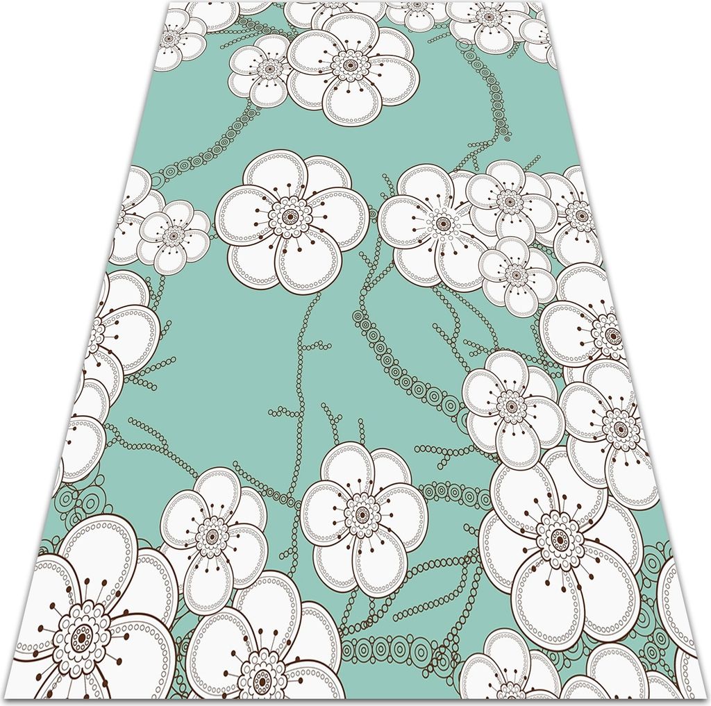 Moderne Vinylmatte - Bedruckter Teppich - Türkisfarbenes Motiv 152x220cm