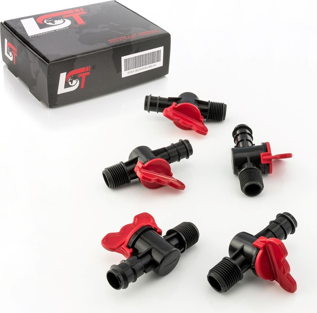 5x Absperrhahn Kugelhahn für PE-Rohr Schlauch Leitung Gartenbewässerung 20x1/2"