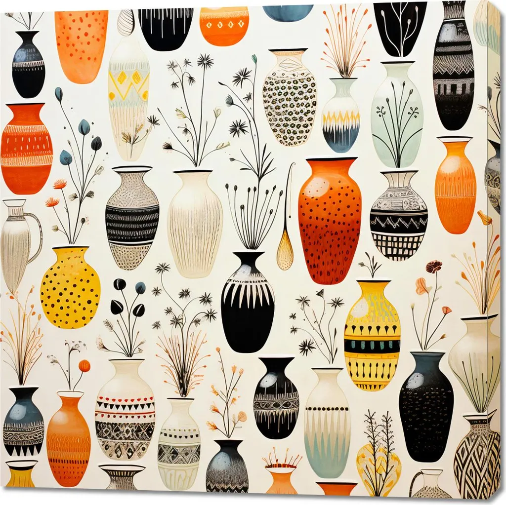 Tableau Symphonie des vases 100 x 100 cm - Toile décorative artistique
