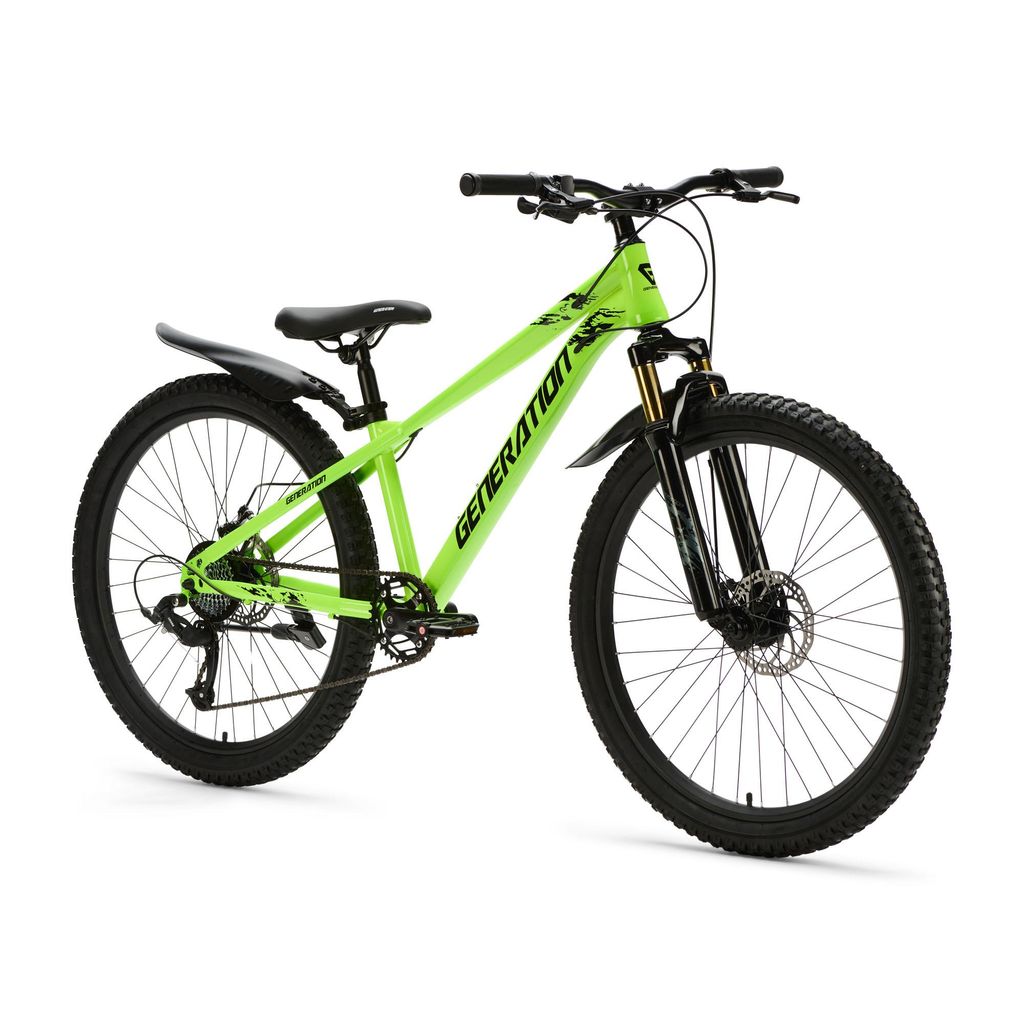 Generation X8 Mountainbike 26 Zoll – Neon Gelb mit Schutzblechen