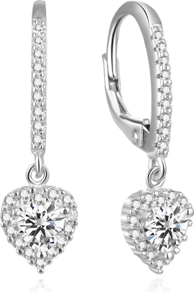 Boucles d'oreilles pendantes coeur argenté : bijou romantique chic