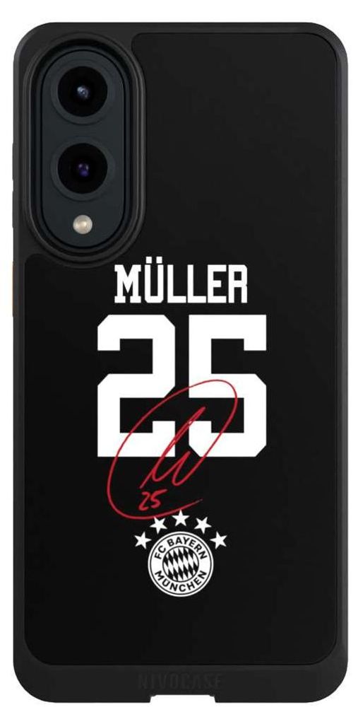 NIVOCASE Hülle für Samsung Galaxy S25 Edge Handyhülle NIVOcore Case Schwarz FC Bayern München FCB Thomas Müller