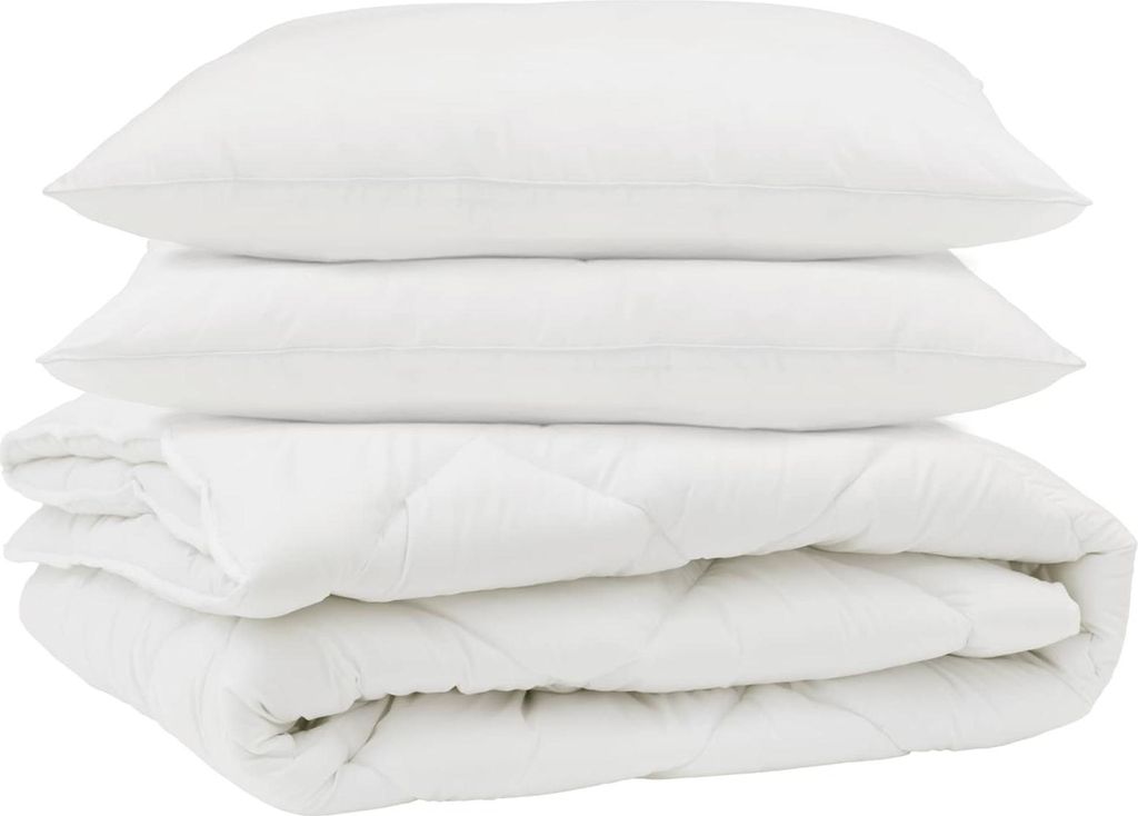 vidaXL Bettdecke mit Kissen 3 pcs Weiß Mikrofaser