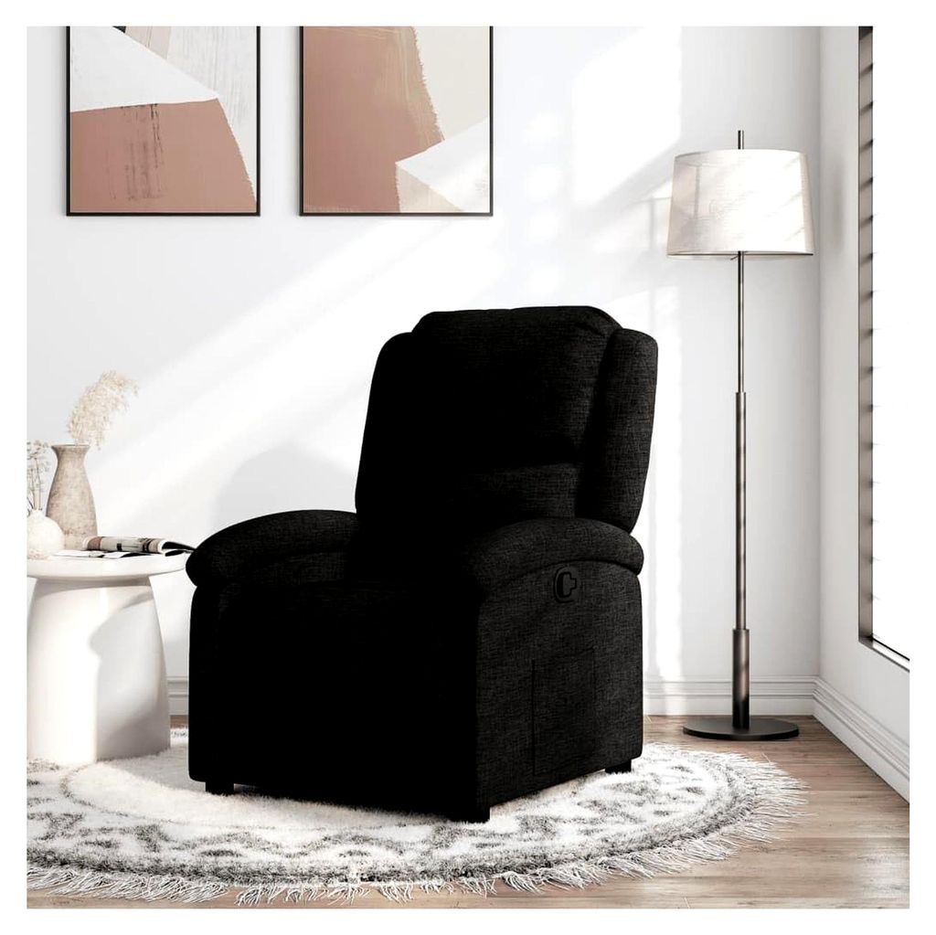 Relaxsessel Schwarz Stoff Lesesessel Bequemer Sessel Mit Schlaffunktion Ohrensessel Mit Hocker