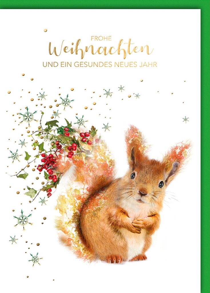 Weihnachten - Karte mit Umschlag - Eichhörnchen