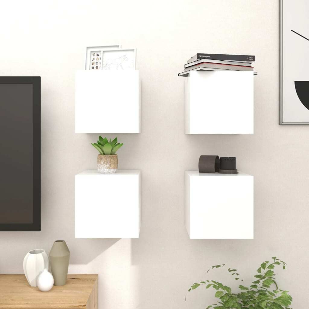 Stabli Möbel TV-Wandschränke 4 Stk. Weiß 30,5x30x30 cm - TV-Schränke CC9127261 1parcel