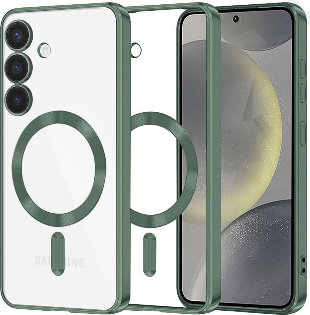 Techsuit Luxury Crystal Back Cover Hülle mit MagSafe für Samsung Galaxy S24 - Dunkelgrün