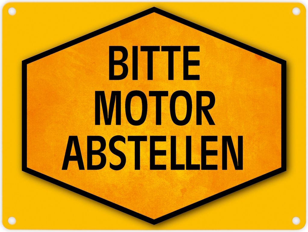 Bitte Motor abstellen Warn- und Hinweisschild in Gelb und Schwarz Warnschild