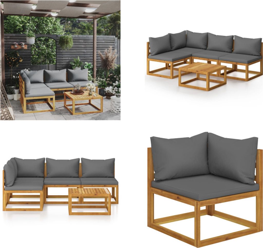 vidaXL 5 tlg. Garten Lounge Set mit Auflagen Massivholz Akazie - Garten-Lounge-Set - Garten-Lounge-Sets - Modulares Sofa-Set - Modulare Sofa-Sets