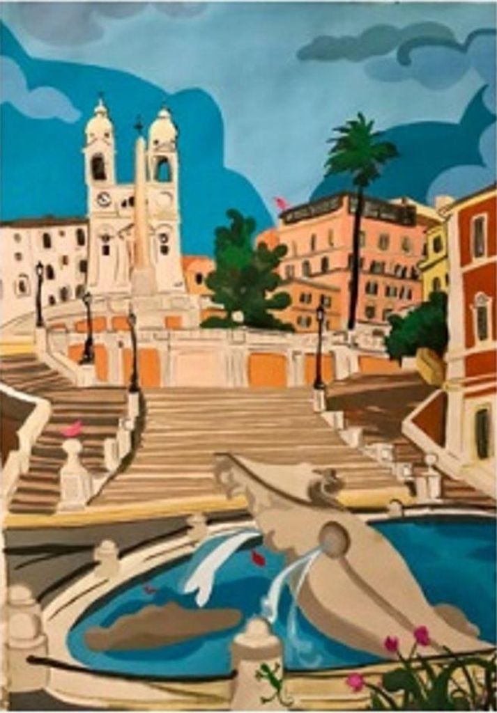Malen nach Zahlen Spanische Treppe 50x40 mit Rahmen Kreativ