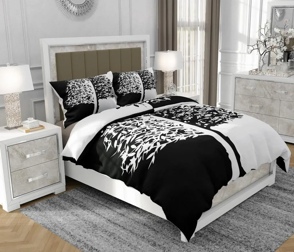 SOVIO Set Letto Bianco e Nero: Trasforma la tua Camera in una Suite