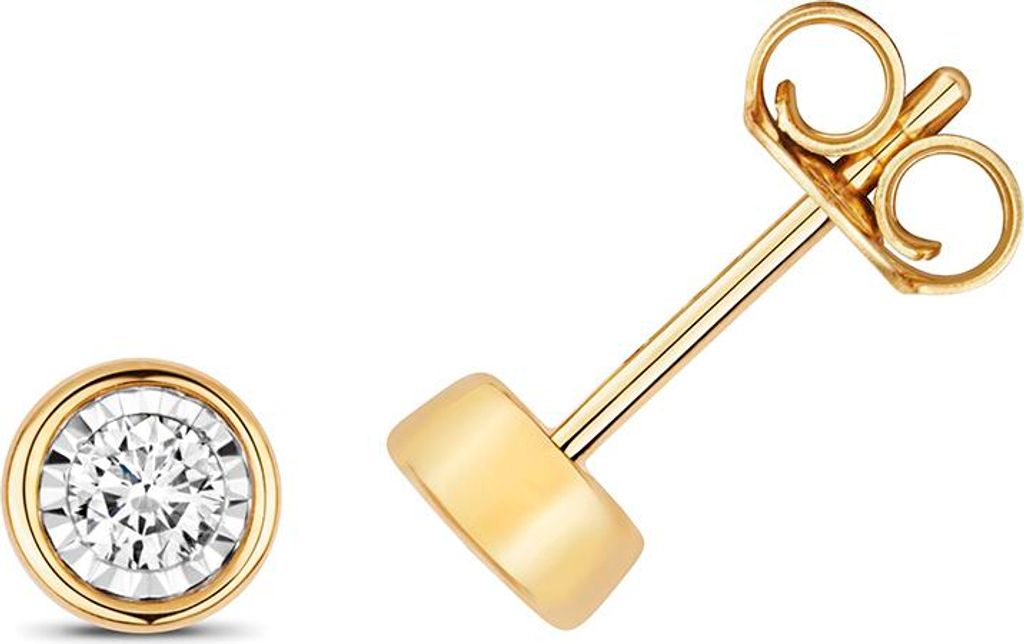 Funkelndes Feuer Klassische 9 Karat (375) Gold Diamant Paar Ohrstecker Brillant-Schliff 0.15 Karat H - I1 - 5mm*5mm; TRS353899KY