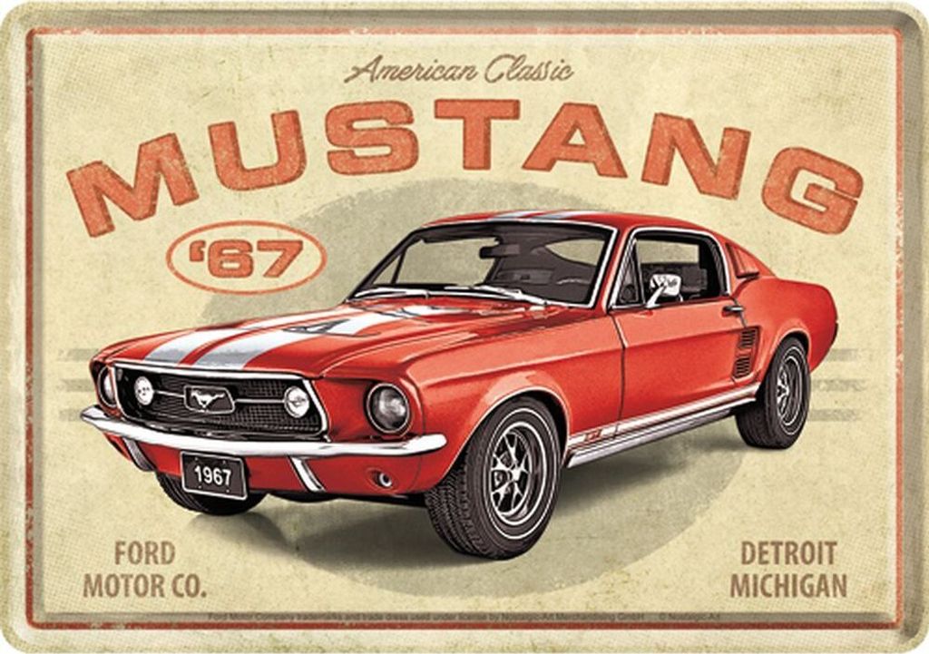 Nostalgic-Art - Blechpostkarte - Ford - Ford Mustang GT 1967 Red
