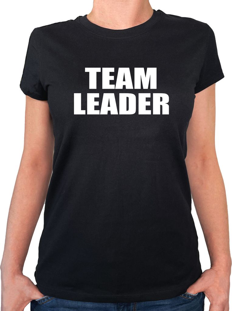 Huuraa Damen T-Shirt Team Leader Schriftzug M Black Bio Baumwolle Fairtrade Damenshirt Geschenkidee