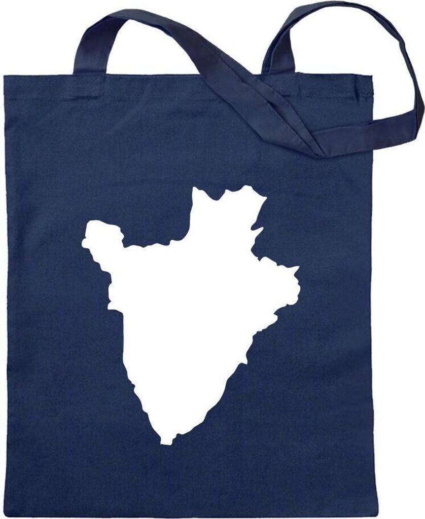 Kiwistar - Baumwolltasche - dunkelblau - Burundi Umriss Kontur - Tragetasche Stoffbeutel Umhängetasche Langer Henkel
