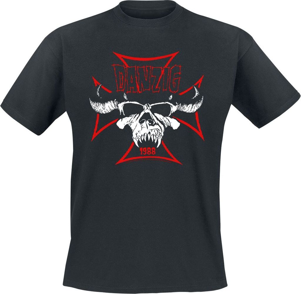Danzig T-Shirt Herren Cross Skull schwarz Band-Merch, Bands 100% Baumwolle M