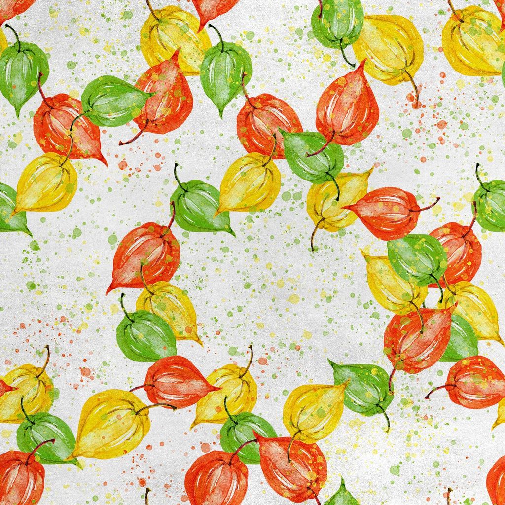 Royal Samt Stoff Polyester Zum Nähen - Motiv Physalis-Pflanze