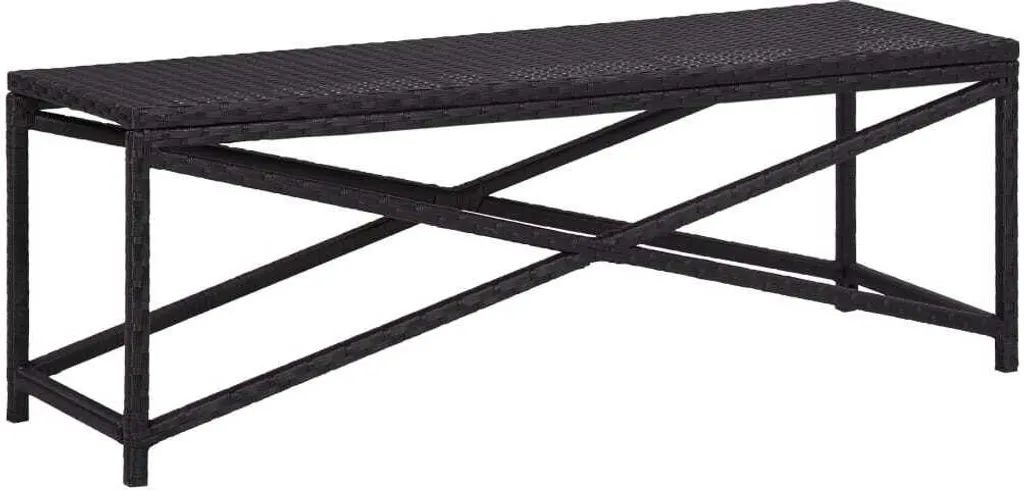 Banc de jardin noir en rotin synthétique 120 cm, mobilier d'extérieur