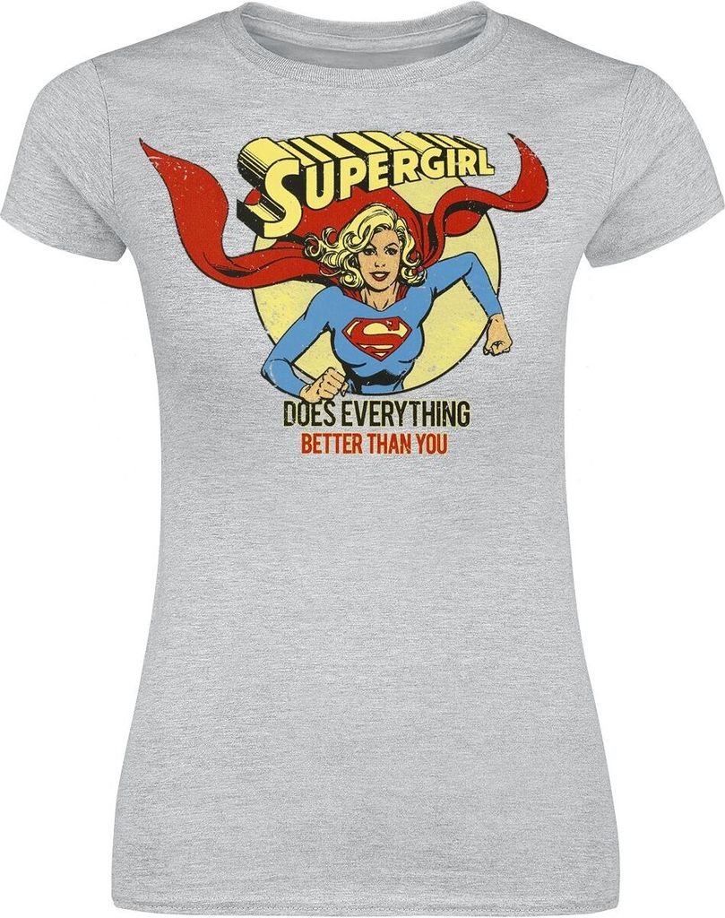 Supergirl T-Shirt Damen Does everything better than you grau meliert XXL