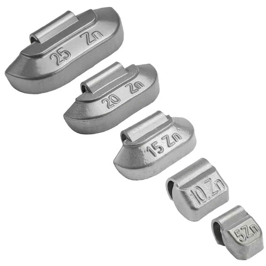 Équilibrage de jantes acier : lot de 250 masses en zinc ZN/S 5g-25g pro