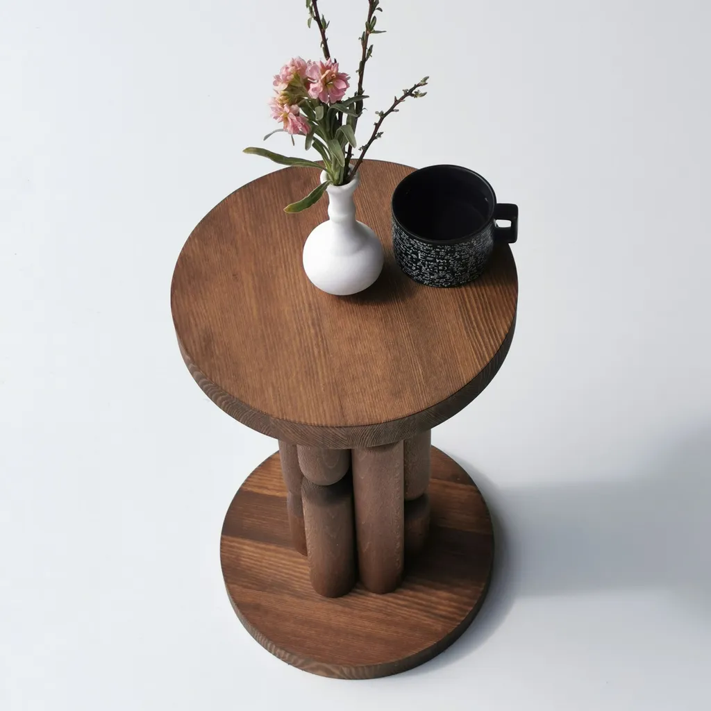 Table d'appoint stable en bois de hêtre, solution pour petits espaces - 6