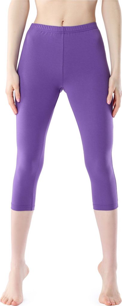 Bellivalini Damen Leggings 3/4 aus Viskose BLV50-204 (Purpur, L)