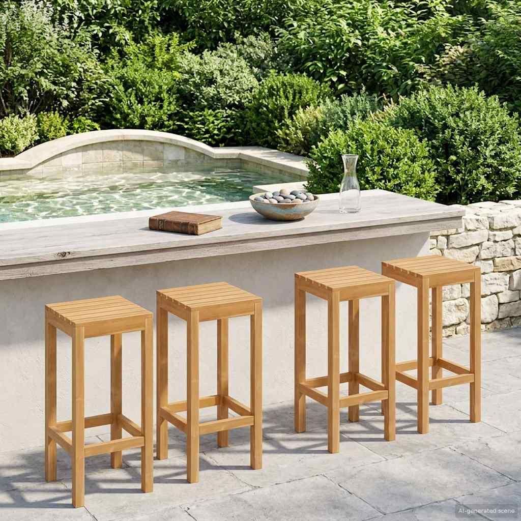 Möbel Barhocker 4 pcs Natur 35 x 35 x 75 cm Massivholz TeakGartenstühle - Gartenstühle c7048