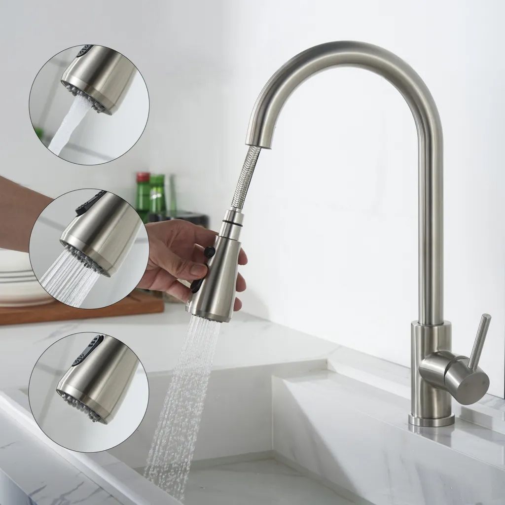 DIYEAH Küchenarmatur Auslauf - Edelstahl Wasserhahn Rohr Silber