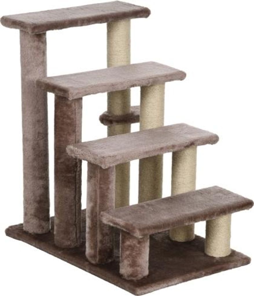 Haustiertreppe Kratzbaum 4 Stufig Fuer Tiere Bis 5kg Braun 60x40x64cm