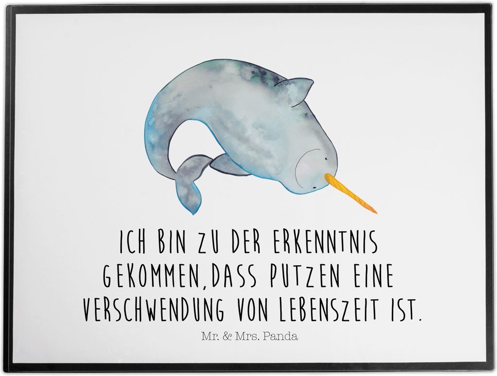 Mr. & Mrs. Panda Schreibunterlage Narwal - Weiß - Geschenk, schreibtischmatte, schreibtischunterlagen, Hausfrau, Meer, Kinderzimmer, schreibtischu...