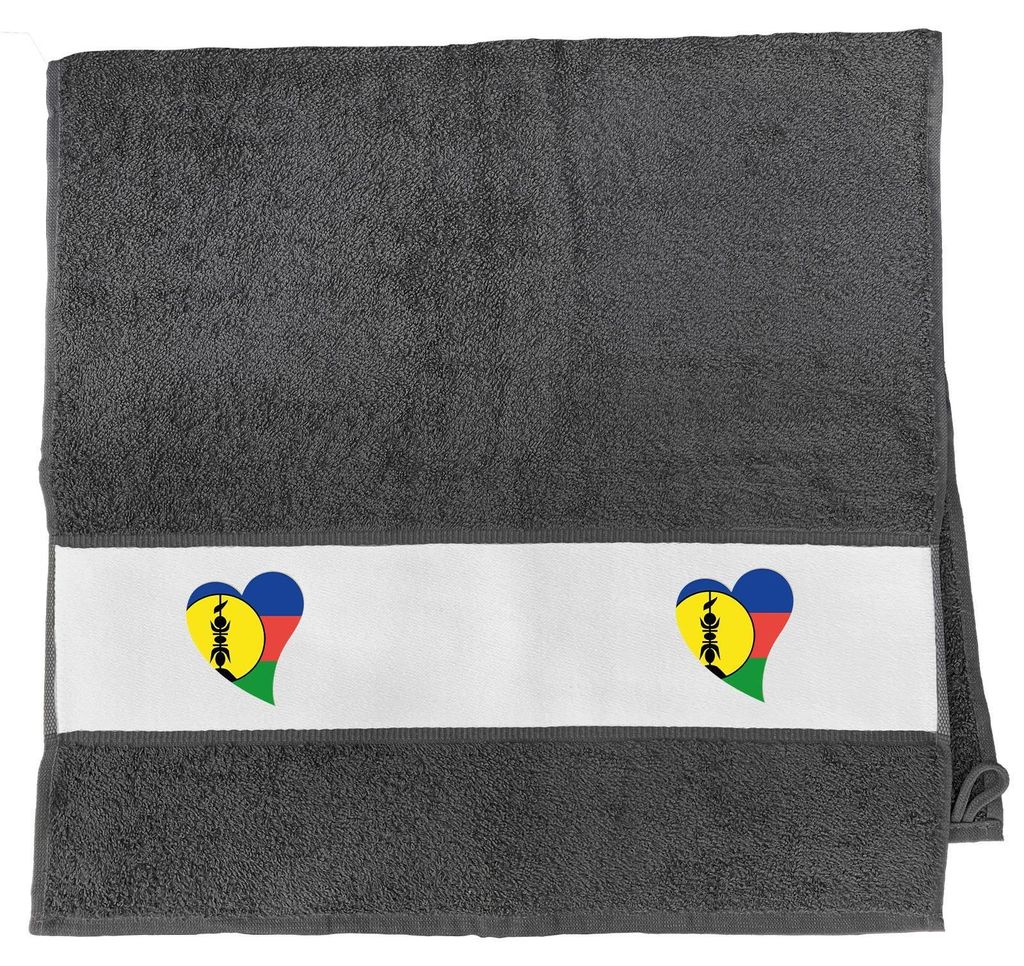 Huuraa Handtuch Neukaledonien Flagge Herz 50x100cm Graphite Baumwolle Handtuch Geschenkidee