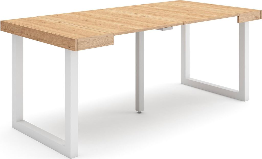 Ausziehbarertisch, 180x90x73cm, Für 8 Gäste, Massivholz Beine, Eiche