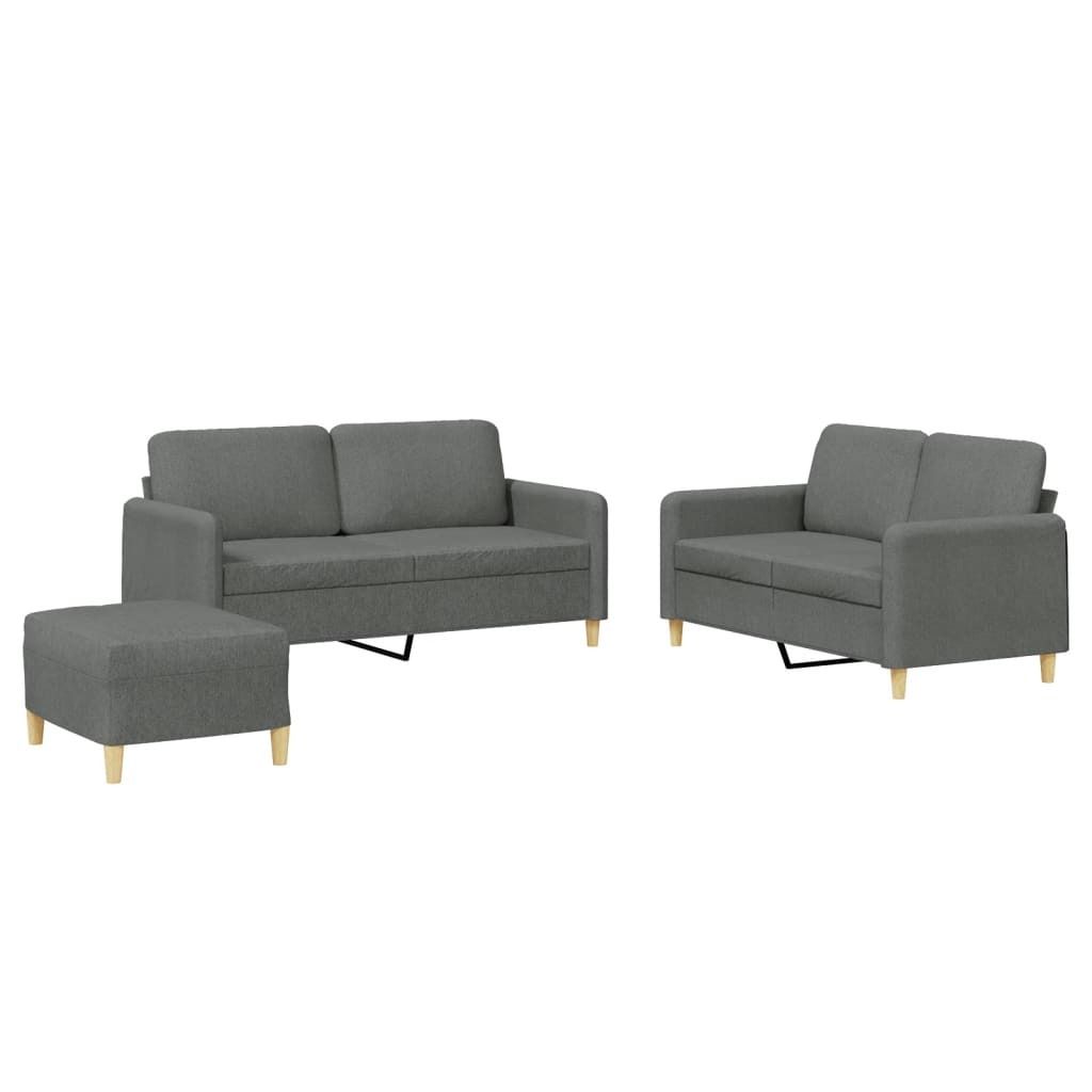 (Robust Möbel)3-tlg. Sofagarnitur - elegantes Design - Couchgarnitur/Wohnzimmer - mit Kissen Dunkelgrau Stoff - 70x55x41cm - Klassische Sofas ...