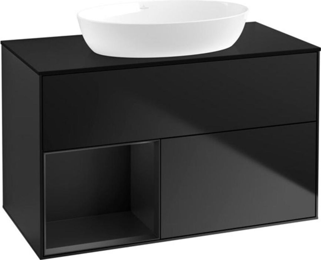 V&B Waschtischunterschrank Finion 100, Pl bla m, Reg bla m Lac, bla m Lac
