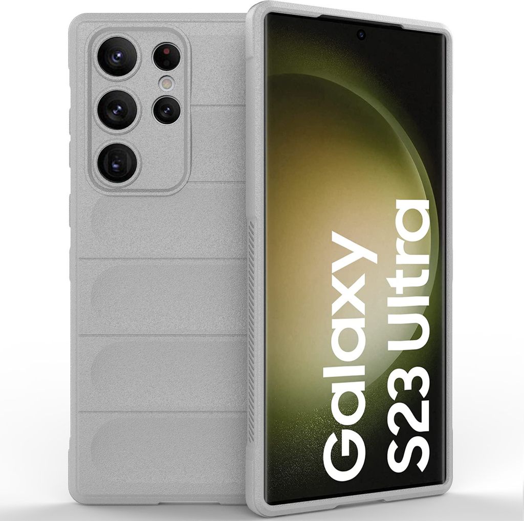 Samsung S23 Ultra Hülle, Weich TPU Silikon Stossfest Anti-rutsch Schutzhülle für Samsung Galaxy S23 Ultra Grau