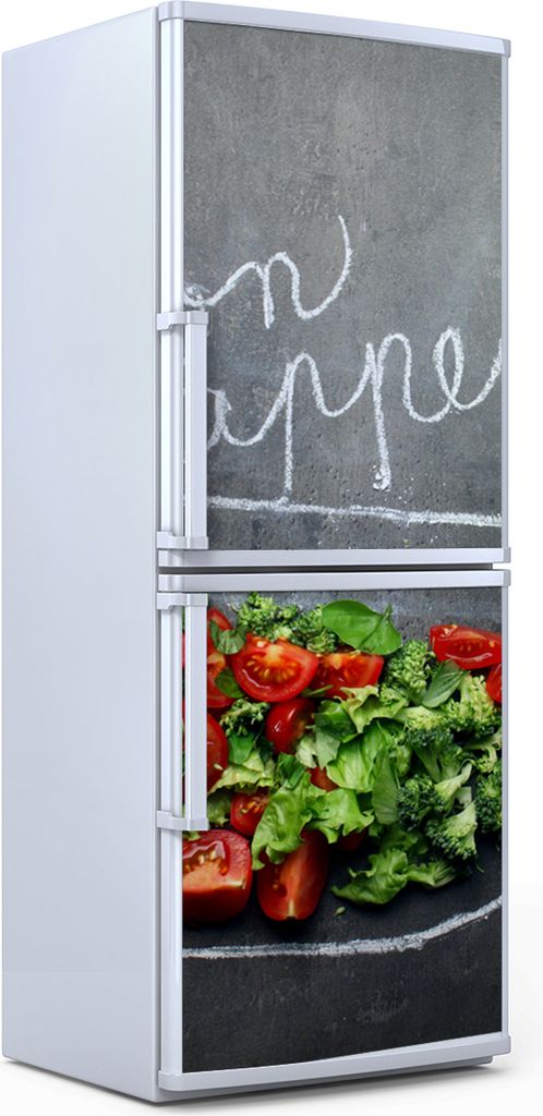 Kühlschrankdekoration 70x180 cm Aufkleber auf dem Kühlschrank - Bon appetit Inschrift Gemüse