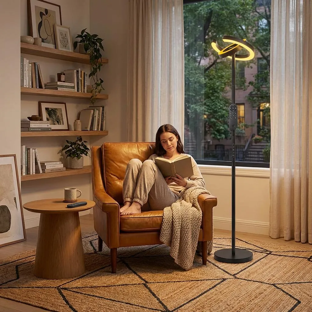 Lampadaire LED 2000LM Dimmable avec Télécommande et Lampe de Lecture