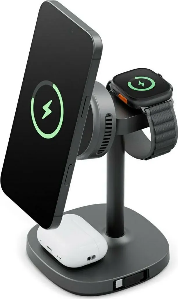 Stazione di ricarica Energea Magarctic Stand 4W1 Qi2 con raffreddamento e cavo grafite
