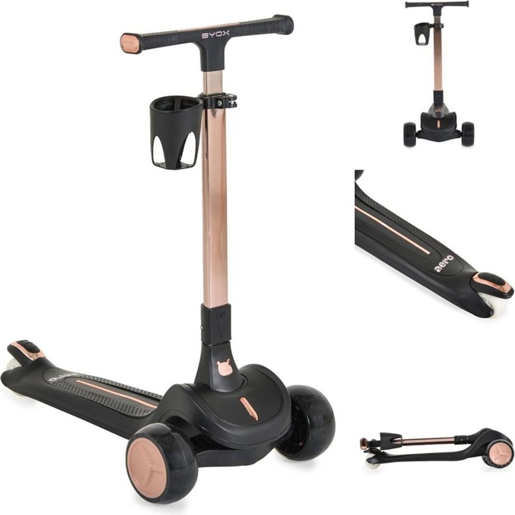 Byox Kinderroller Aero klappbar Getränkehalter Hinterradbremse höhenverstellbar schwarz