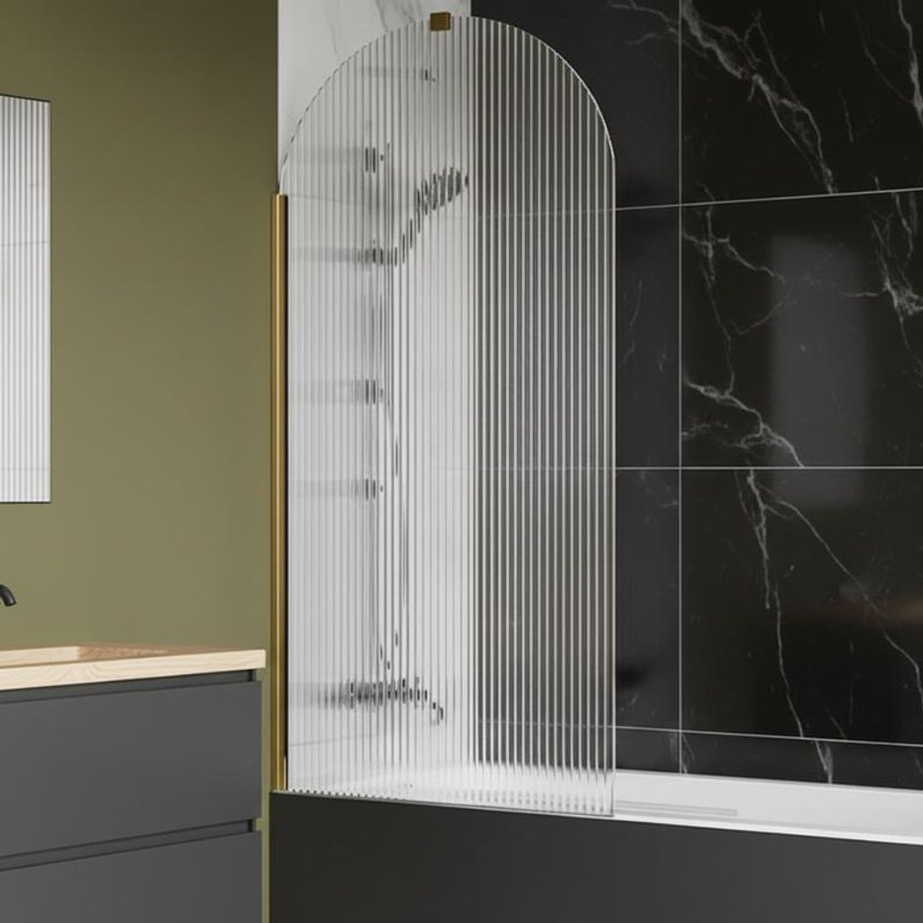 Pare-baignoire flûté – 80 x 140 cm – Or brossé – LIVIA Image du produit 